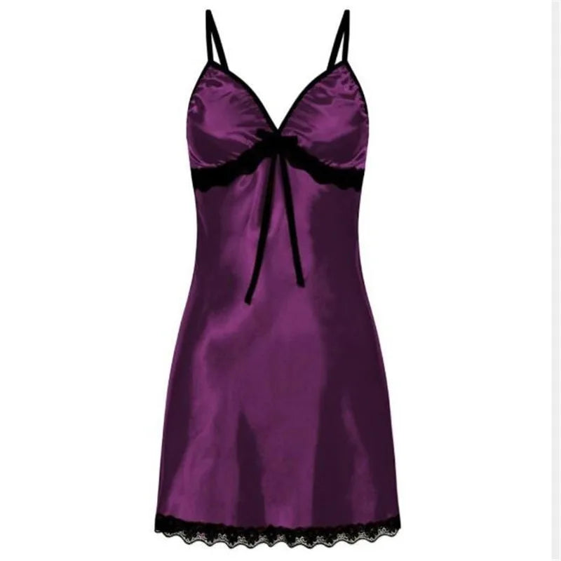 Sexy Silk Satin Nightwear Slip Dress Sleeveless