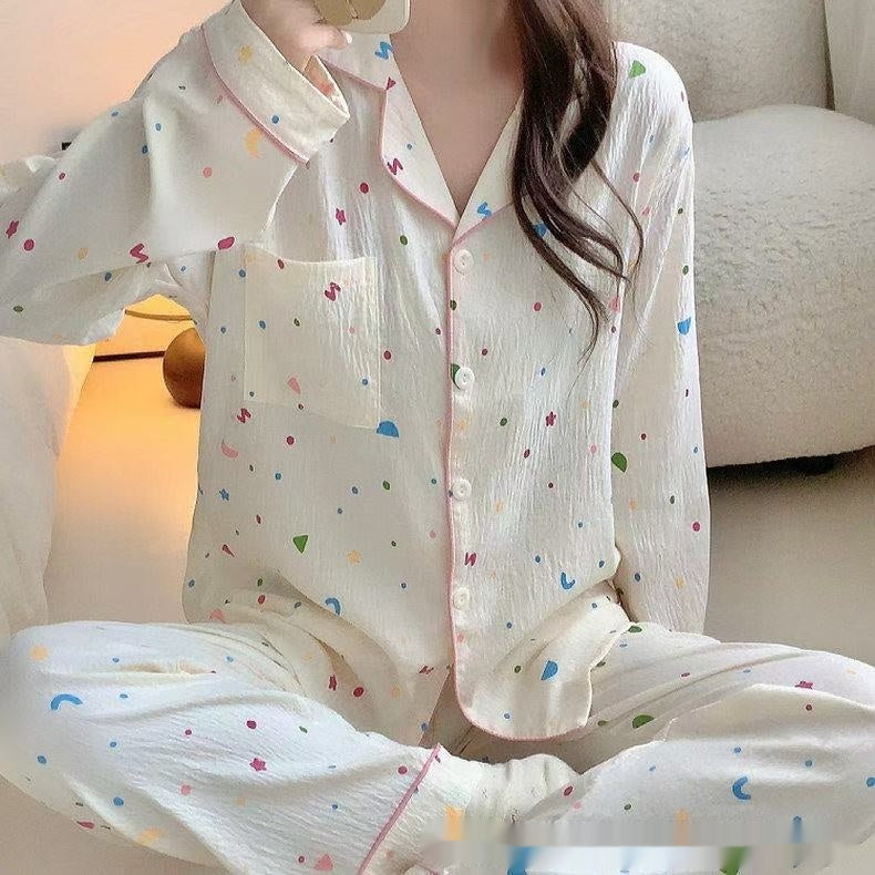 Graphic Long Sleeve Pajama Cardigan Lounge Set