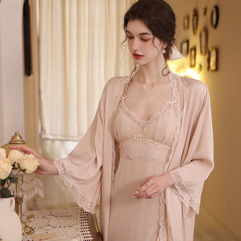 Women's Fashion Simple Sling Ice Silk Sleep Set