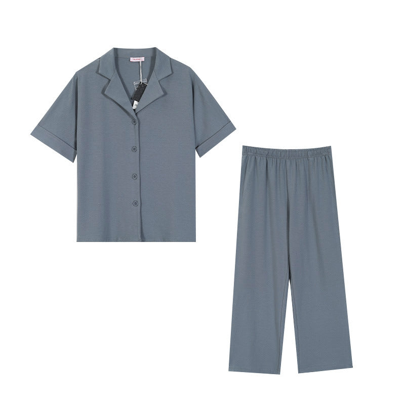 Cotton Blended Pajamas Short-sleeved Trousers
