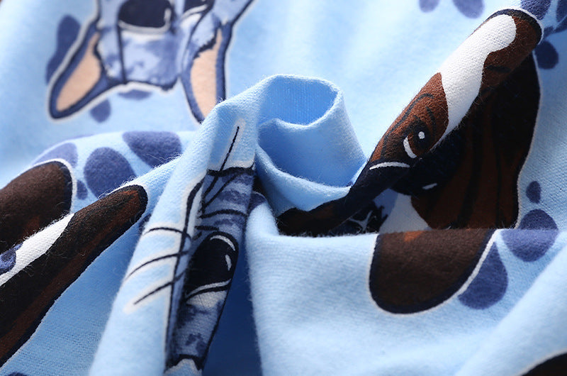 The Cartoon Dog Pattern Flannel Pajamas