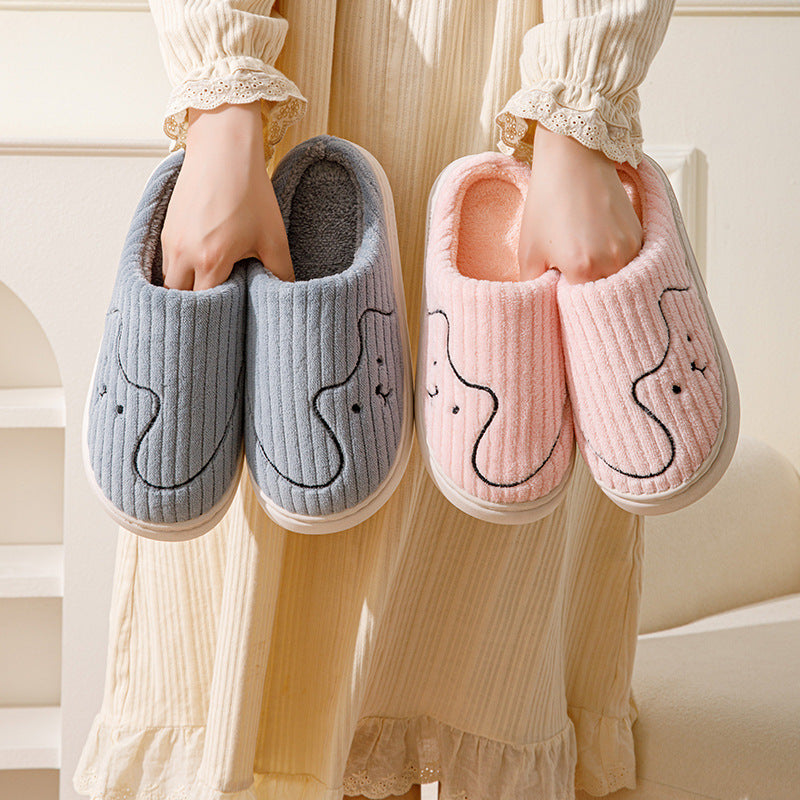 Striped Cat Indoor Non-slip Bedroom Warm Plush House Shoes