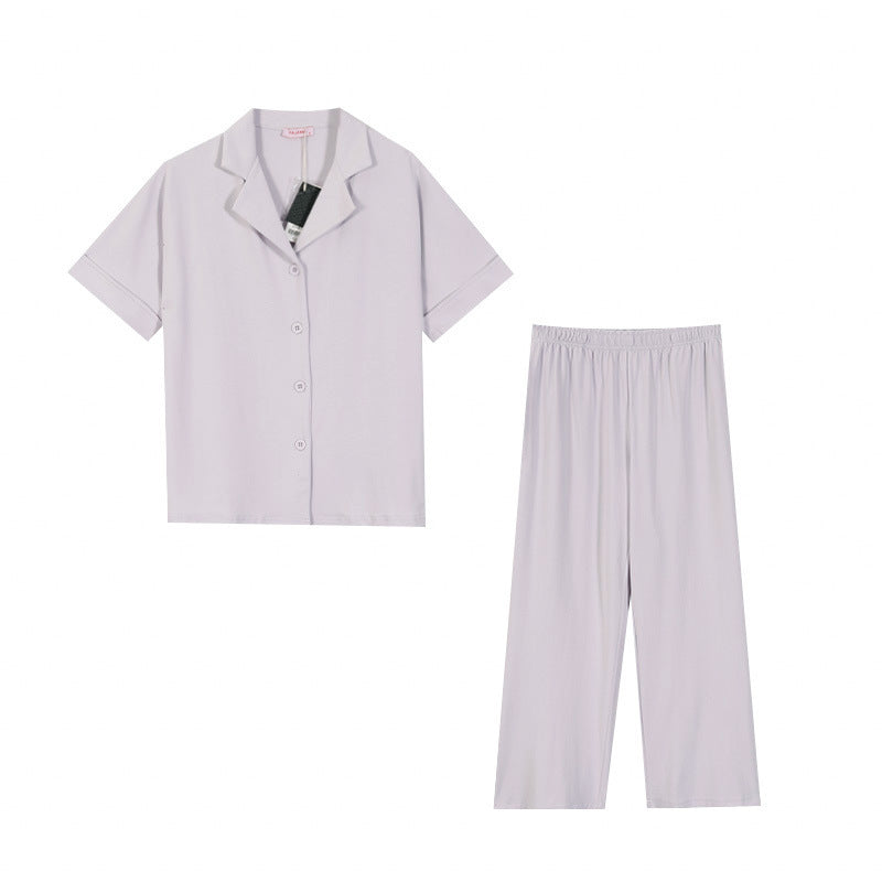 Cotton Blended Pajamas Short-sleeved Trousers