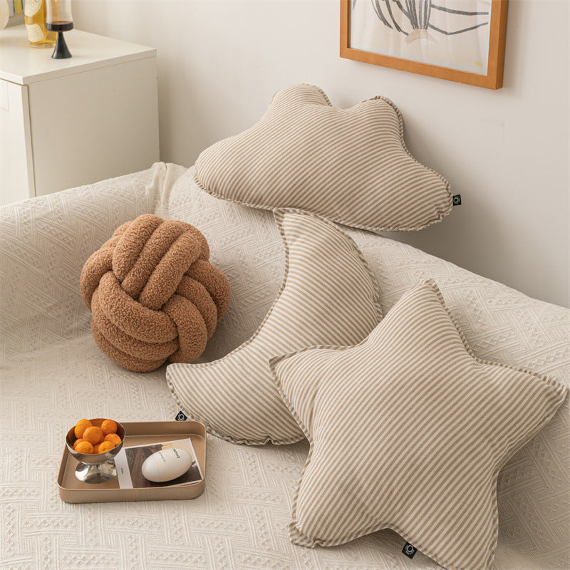Shaped Cotton And Linen Striped Cushions