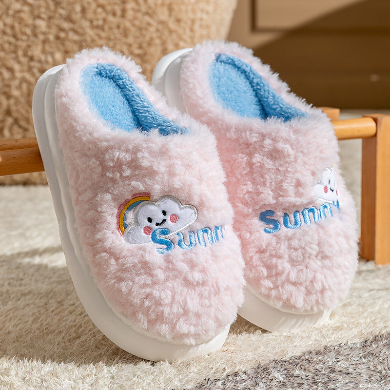 Womens Cute Cartoon Cotton Thick Bottom Home Slippers