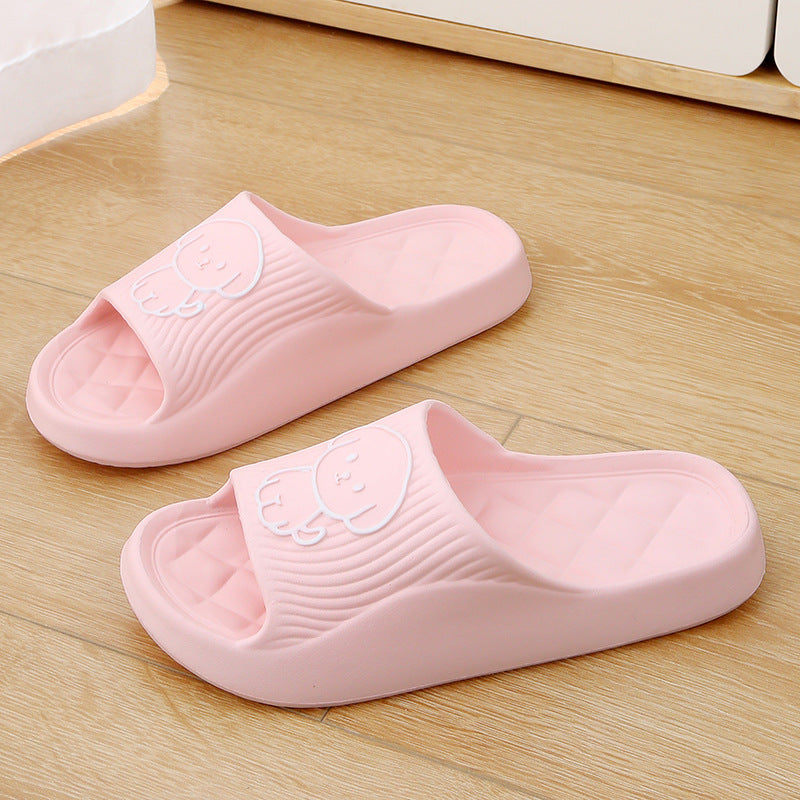 Solid Color Non-slip Cute Cartoon Dog Indoor House Shoes