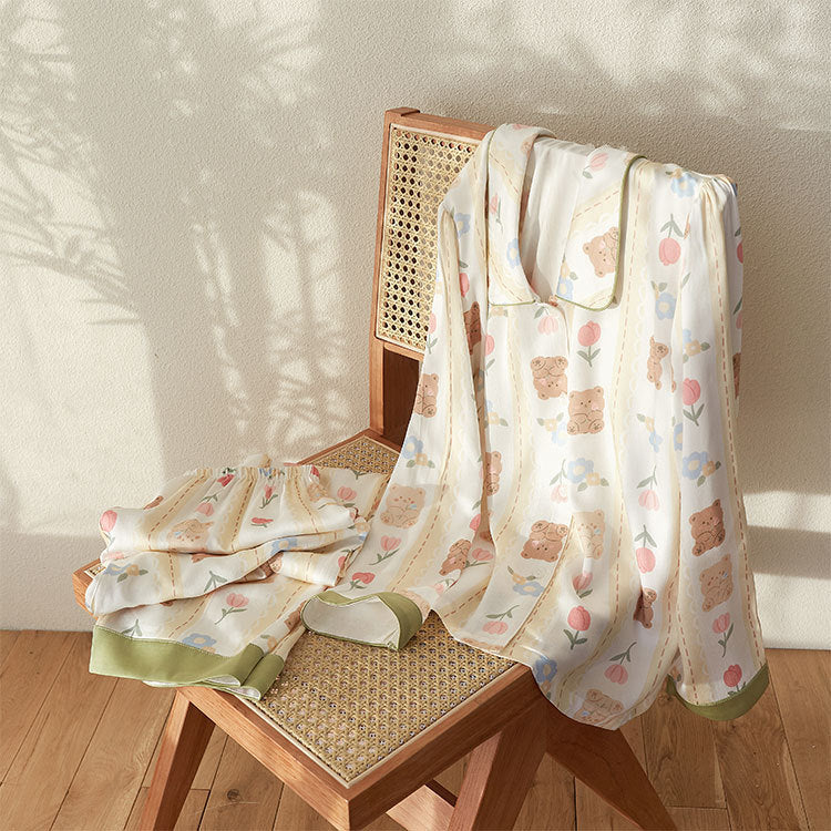 Women's Satin Home Wear Long Sleeved Pajama Set