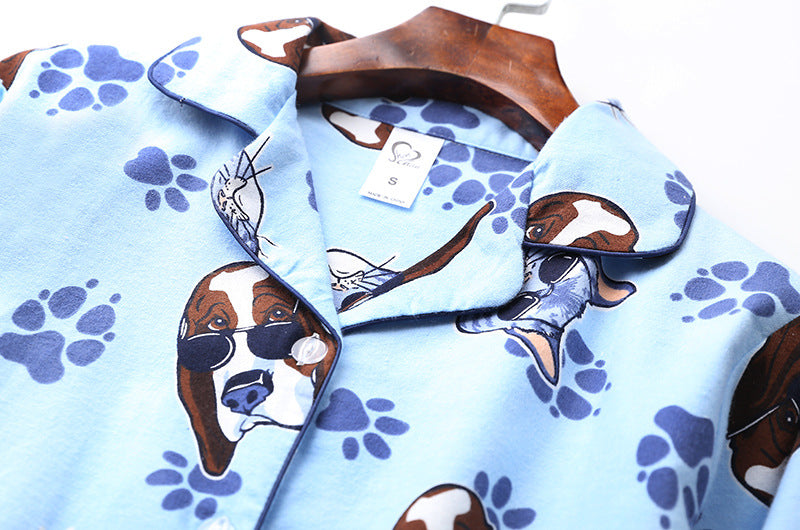 The Cartoon Dog Pattern Flannel Pajamas