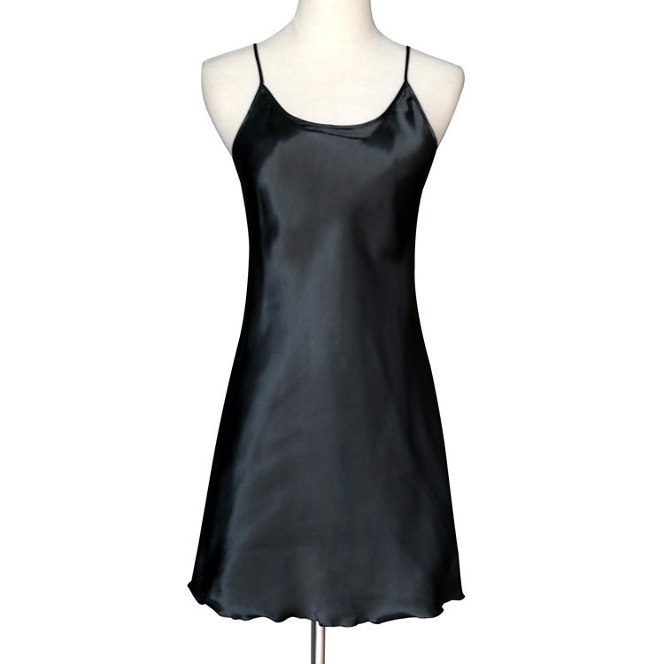 Women Sleepwear Nightgown Satin Silk Sleep Dress