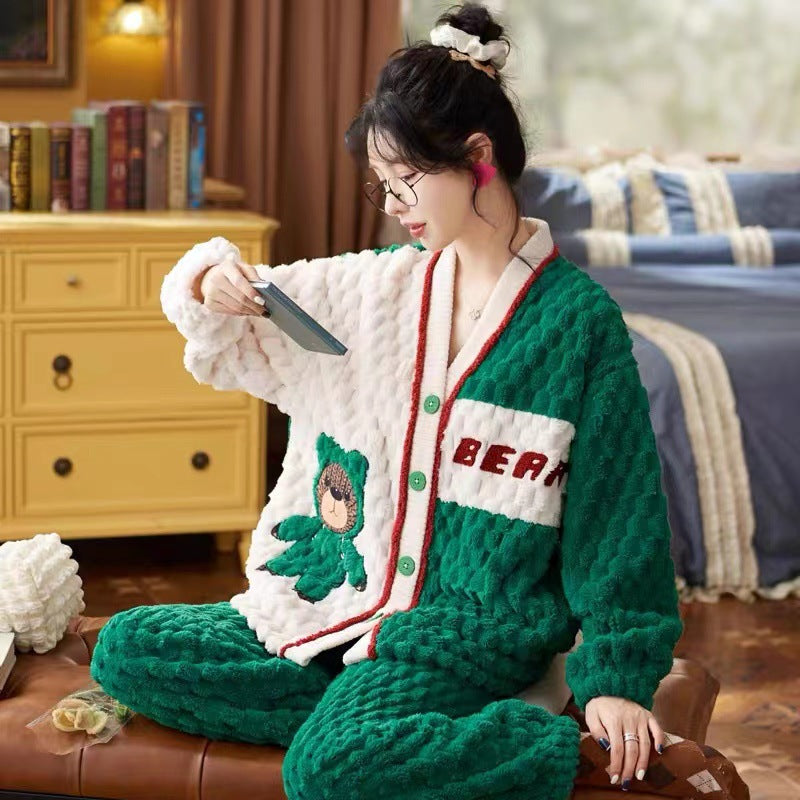 Cute Cartoon Flannel Warm Loungewear