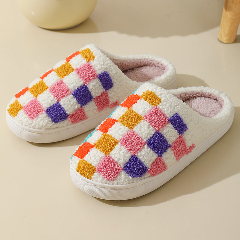 Fashion Colorful Checkerboard Home Slippers