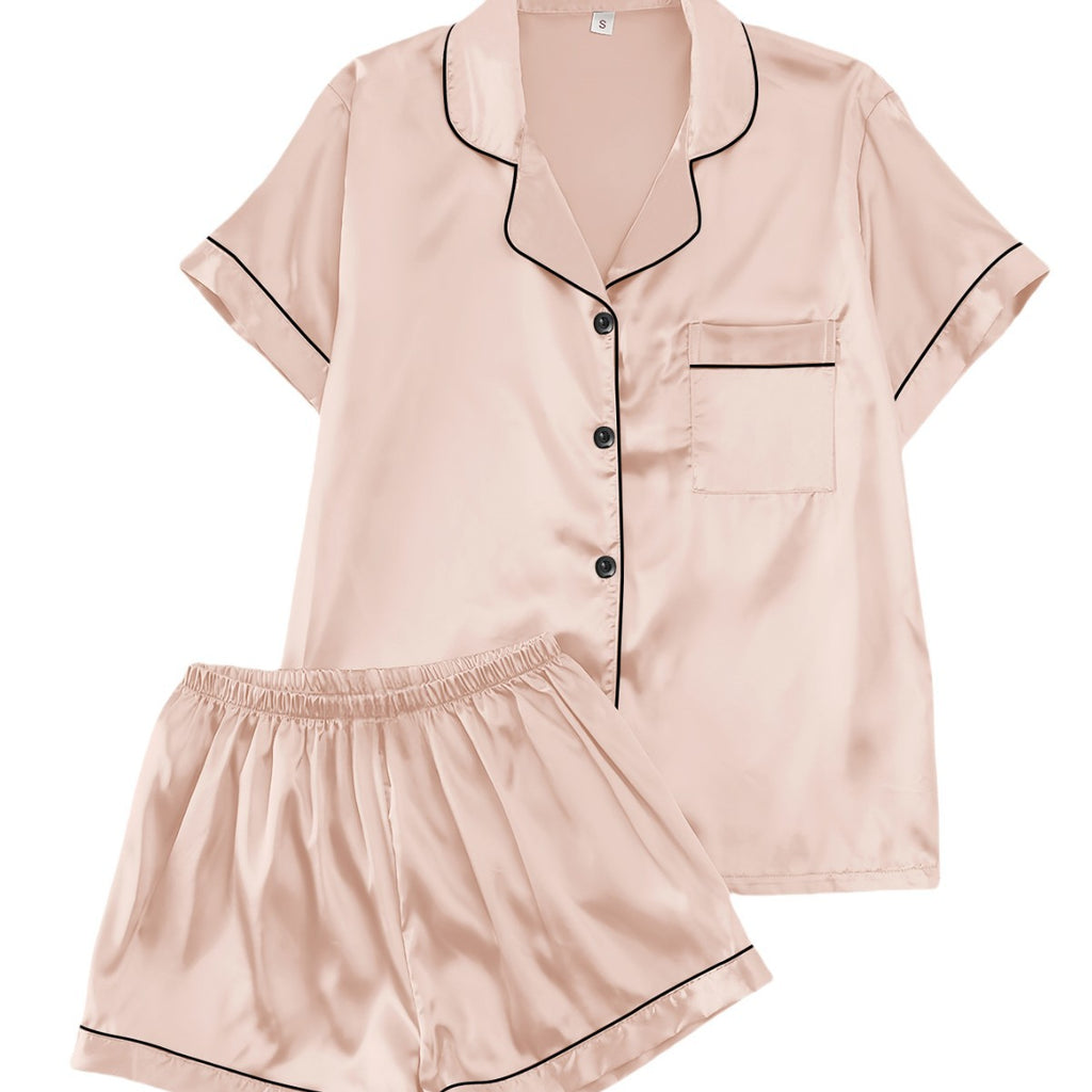 Short-sleeve Satin Three-piece Pajama Sets