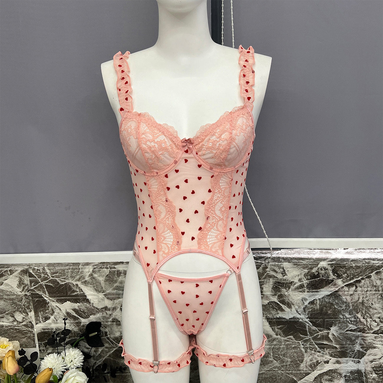 Flocking Love 4-piece Sexy Lingerie Set