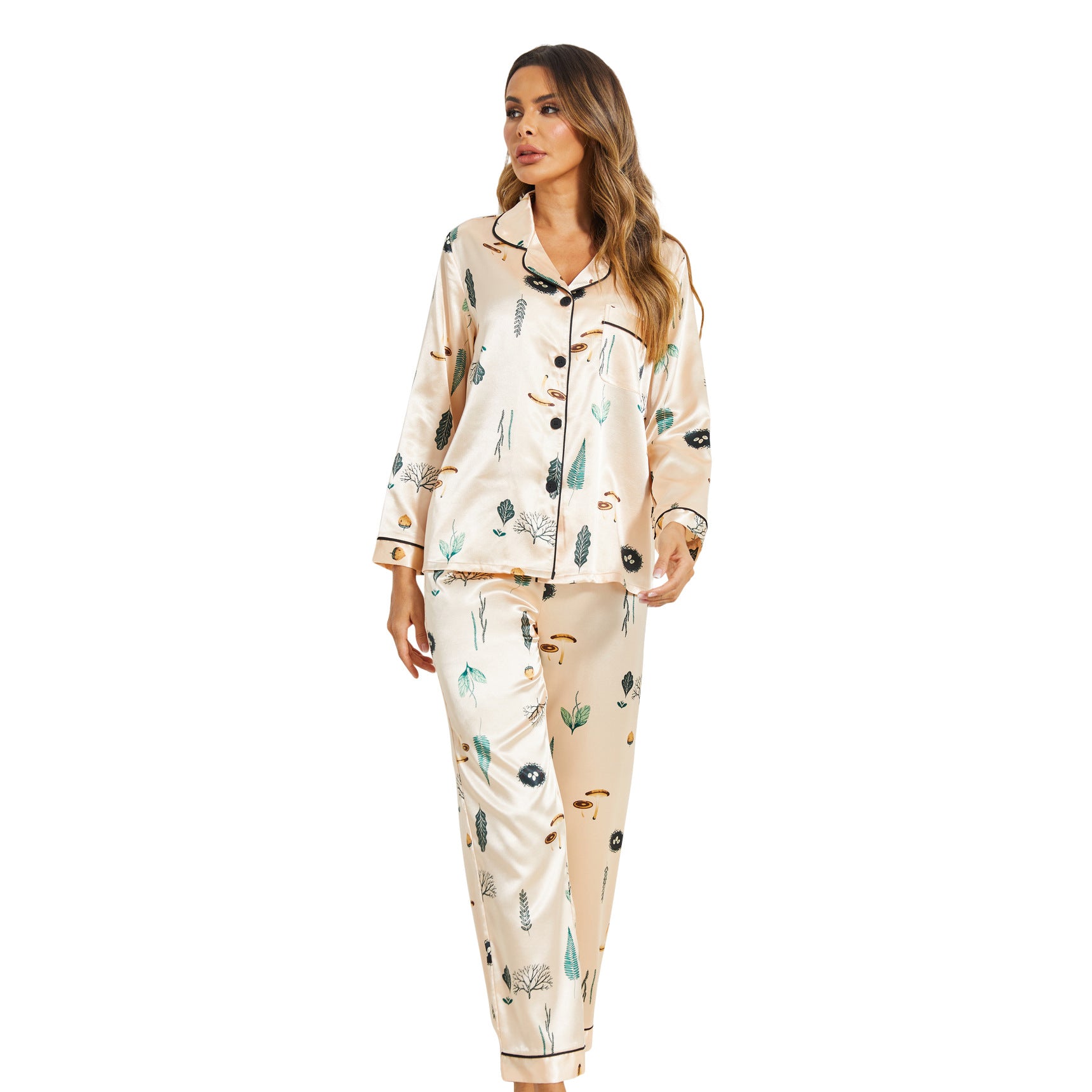 Women's Silk Satin Printed Pajama Set