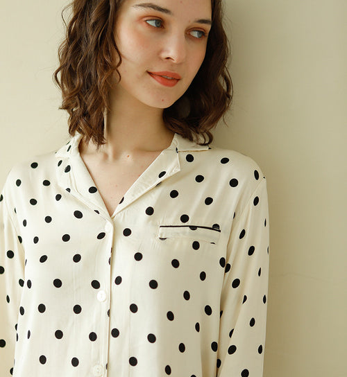 Cotton Satin Mix Bottom Polka Dot Pajamas