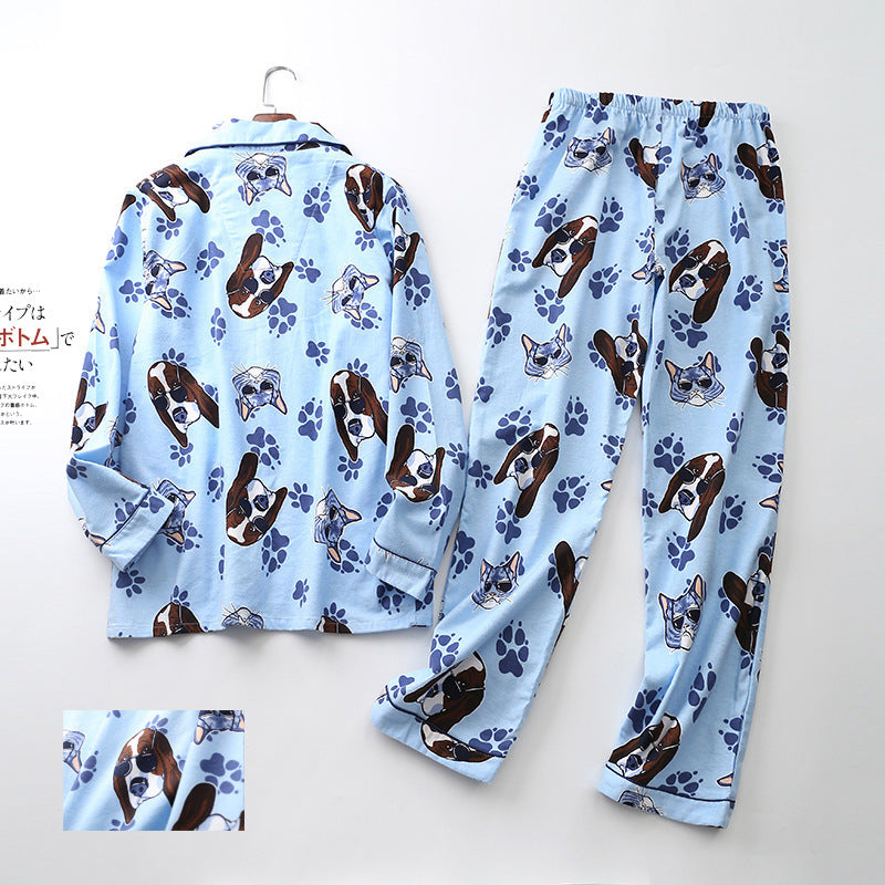 The Cartoon Dog Pattern Flannel Pajamas