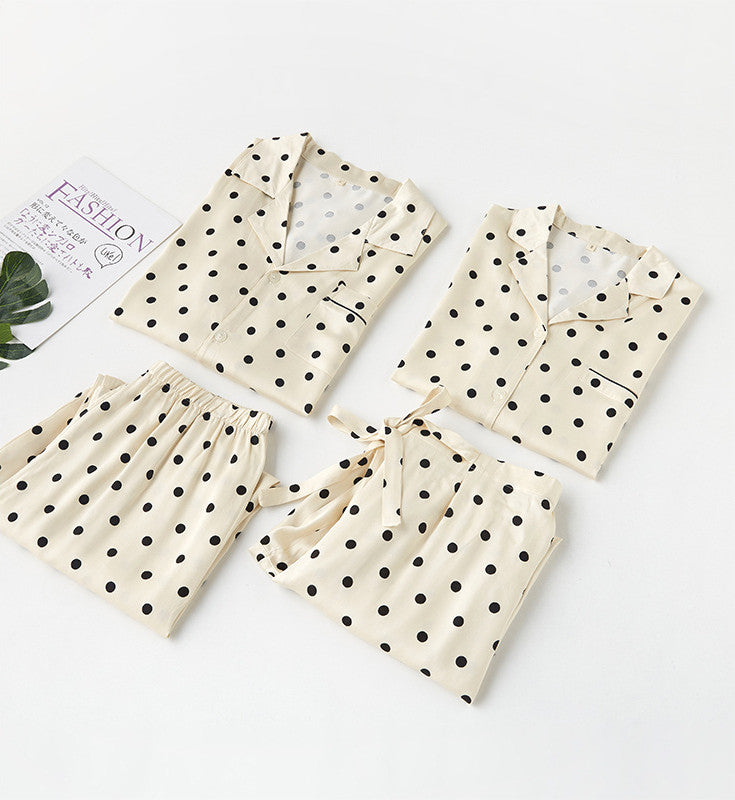 Cotton Satin Mix Bottom Polka Dot Pajamas