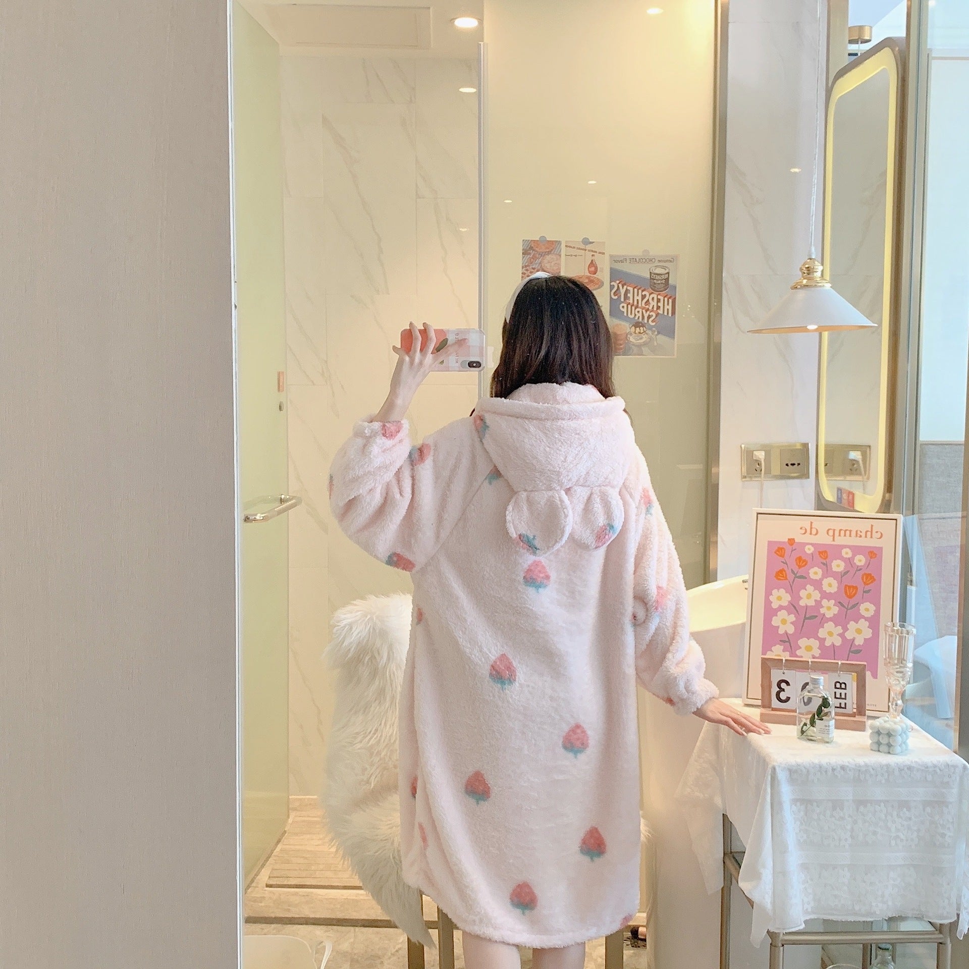 Strawberry Embroidered Nightgown Robe