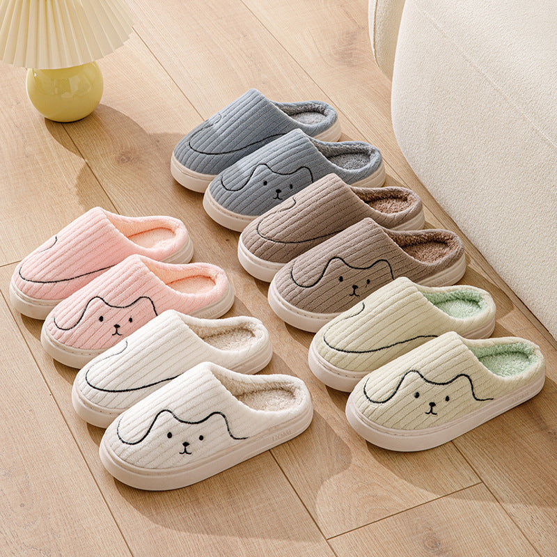 Striped Cat Indoor Non-slip Bedroom Warm Plush House Shoes