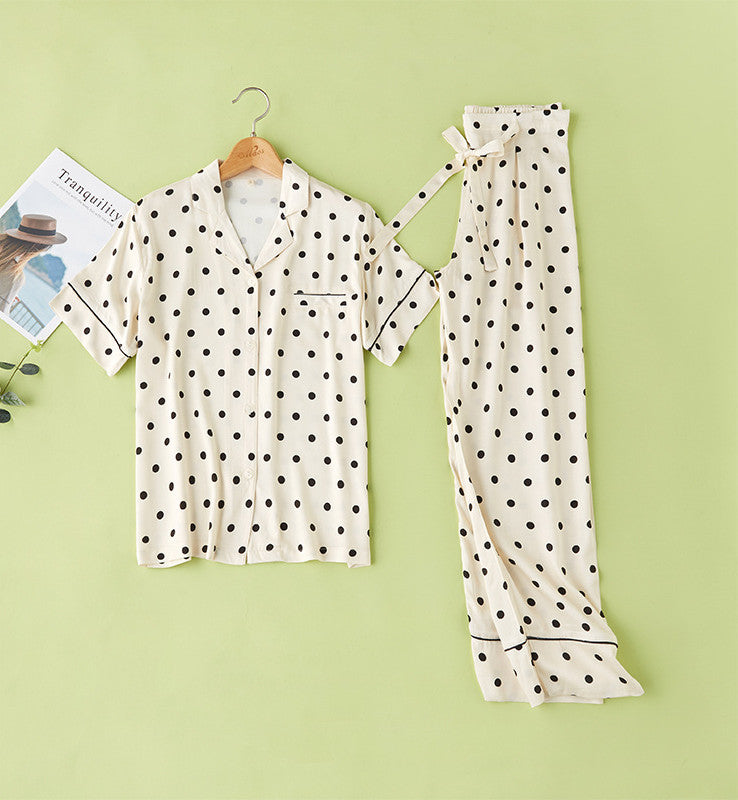 Cotton Satin Mix Bottom Polka Dot Pajamas