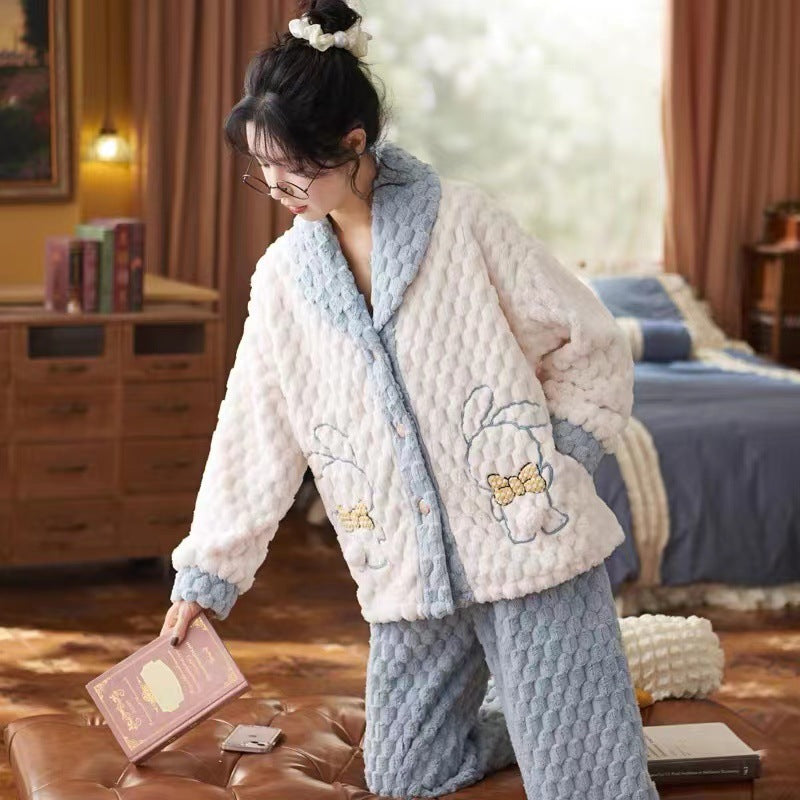 Cute Cartoon Flannel Warm Loungewear