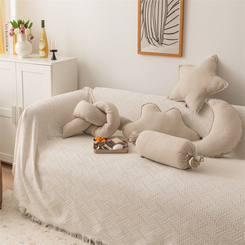 Shaped Cotton And Linen Striped Cushions