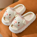 Cute Cartoon Piggy Open Toe Linen Home Slippers