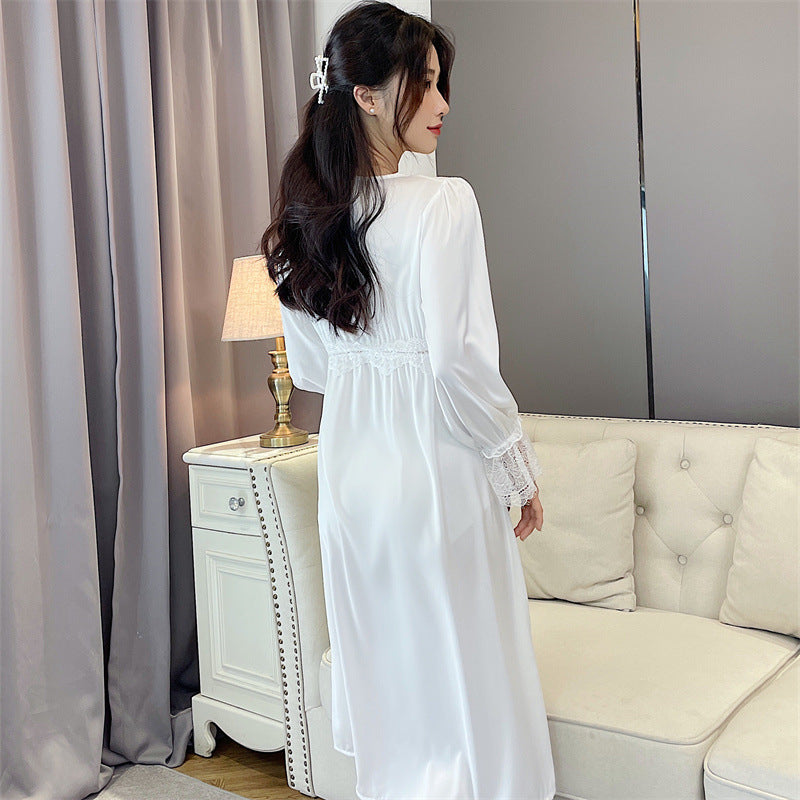 Women's Lace V-Tie Satin Nightdress