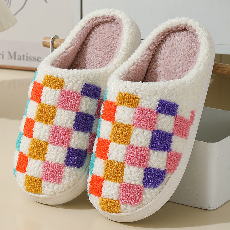 Fashion Colorful Checkerboard Home Slippers