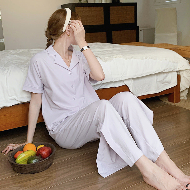 Cotton Blended Pajamas Short-sleeved Trousers