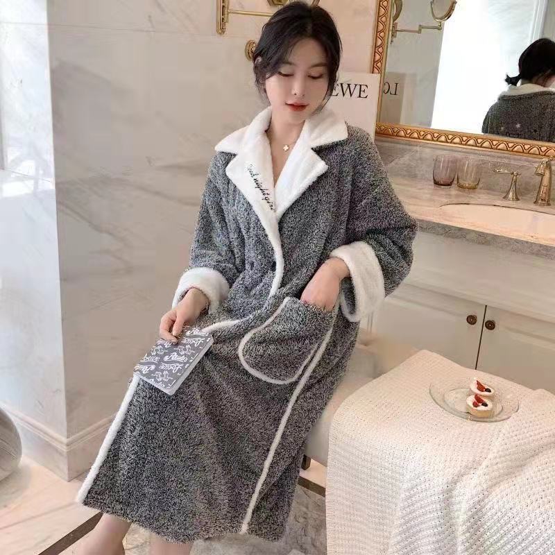 Women's Autumn And Winter Long Coral Velvet Thick Skin-friendly Pajamas