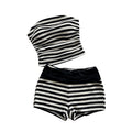 Stripes Tube Top & Shorts Pants Two-piece Set