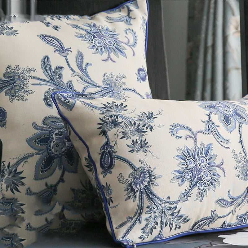 Eloquent Floral-style Blue and White Pillow/ Pillowcase