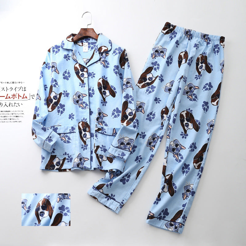 The Cartoon Dog Pattern Flannel Pajamas