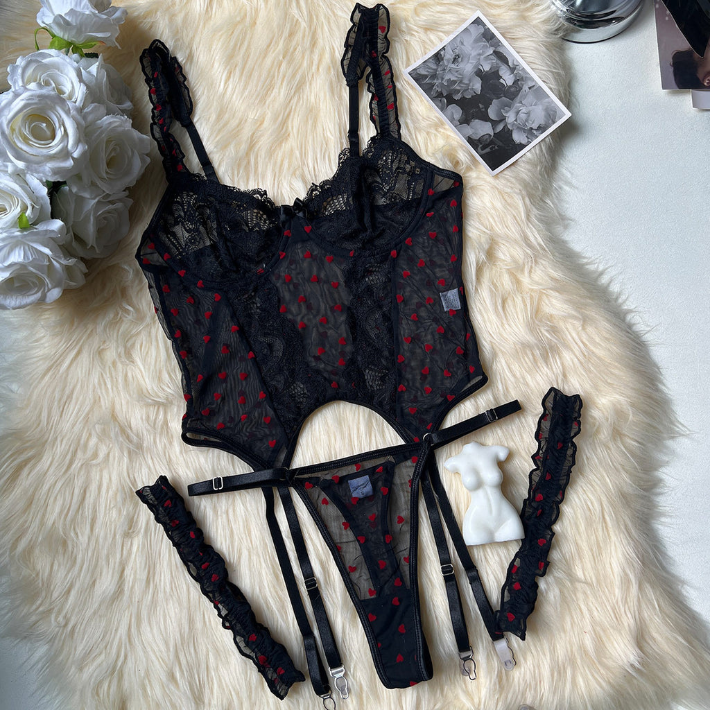 Flocking Love 4-piece Sexy Lingerie Set