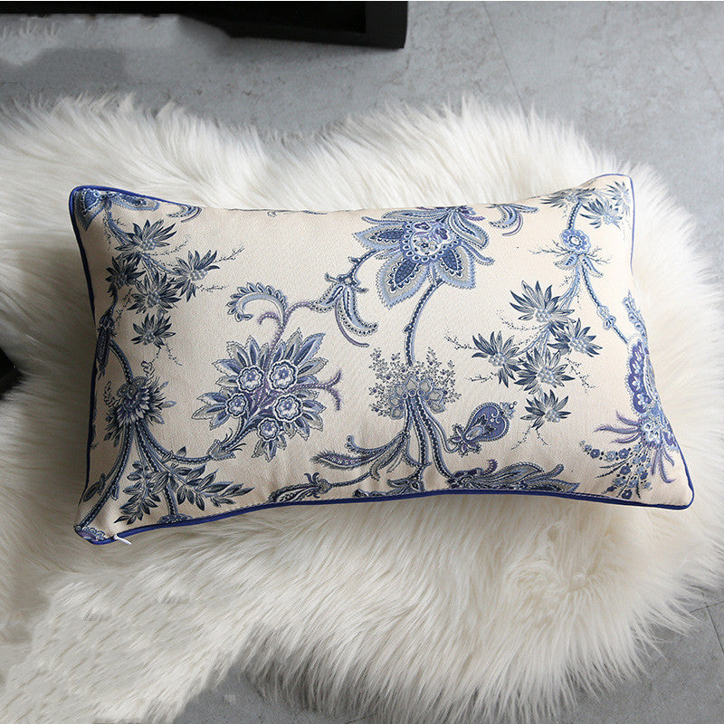 Eloquent Floral-style Blue and White Pillow/ Pillowcase