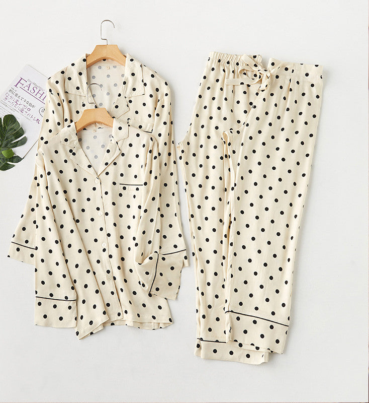 Cotton Satin Mix Bottom Polka Dot Pajamas