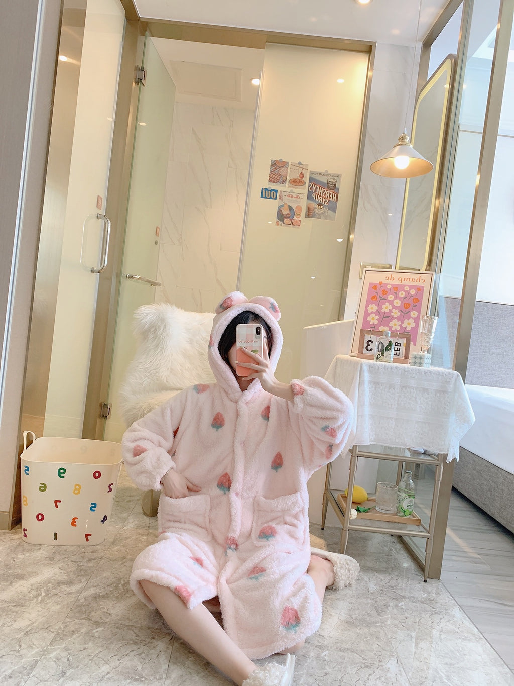 Strawberry Embroidered Nightgown Robe