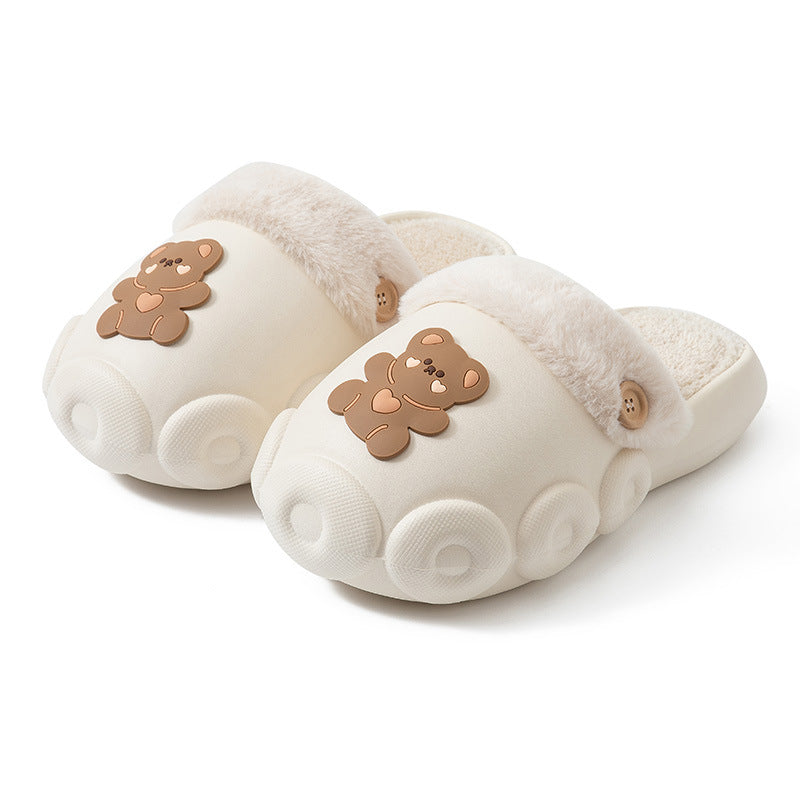Fluffy Bear Detachable Washable House Slippers