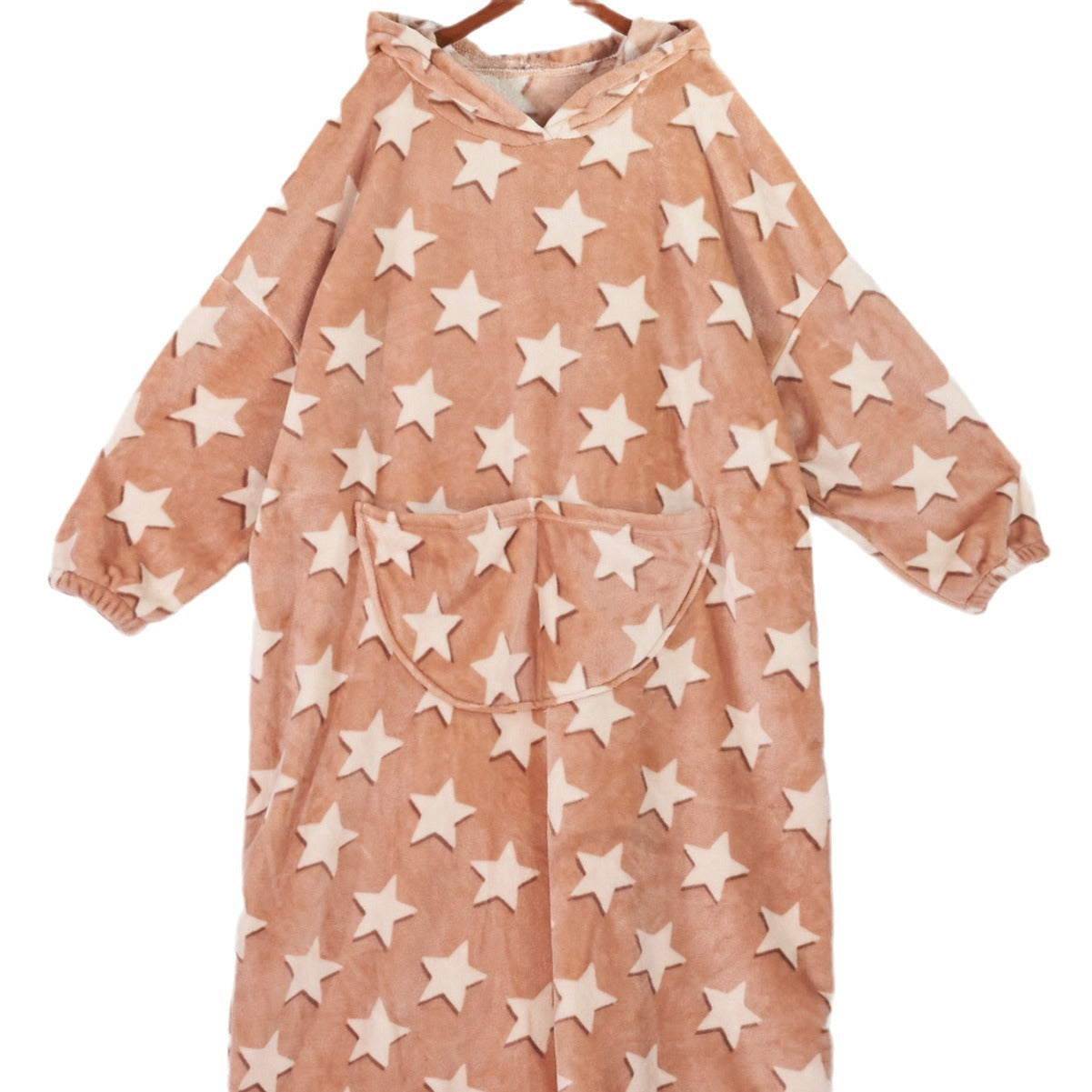 Star Flannel Warm Hooded Nightgown