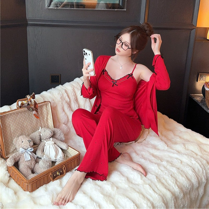 Long-sleeved Trousers Three-piece Set Sling Plus Chest Cotton